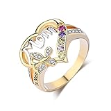 WDIYIEETN Joyería de moda 18k oro colorido CZ cristal amor corazón mariposa día madre anillo (10)