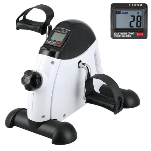 Mini bicicleta ergométrica, pedal de bicicleta Uten sob a mesa, peddler exercitador, máquina portátil de peddler braço e perna com telas LCD (branca)