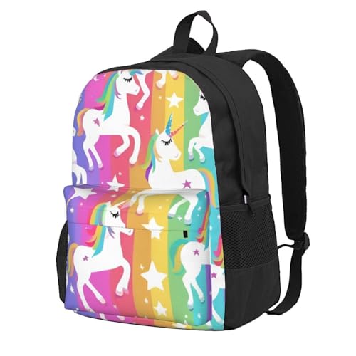ADAhgu Mochila de gran capacidad con estampado de unicornios en rayas, resistente al agua, para senderismo, escapadas de fin de semana al aire libre ADAhgu Mochila de gran capacidad con estampado de unicornios en rayas, resistente al agua, para senderismo, escapadas de fin de semana al aire libre