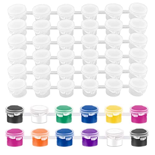 Jagowa 240 Pcs Paint Pots Mini Empty Paint Cups Acrylic Paint Tinting Empty Paint Can 40 Strips with Lid for Painting School Classroom Art (3ml/0.1oz)