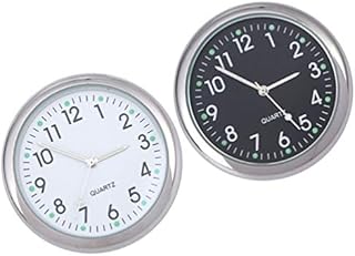 Wakauto Car Dashboard Clock, 2Pcs Small Round Car Dashboard Clocks Noctilucent Stick-on Self Adhesive Luminous Pointer Clock Digital Clock for Automobile SUV Car