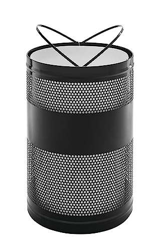 Image of Rubbermaid Commercial Products Classic Trash Can, 51-Gallon, Stainless Steel Black, Hands-Free Indoor /Outdoor Garbage Bin for Mall /Stadium /Office /Lobby /Restaurant