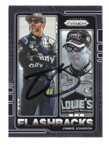 AUTOGRAPHED Jimmie Johnson 2021 Panini Prizm Racing FLASHBACKS Signed NASCAR Collectible Insert Trading Card with COA