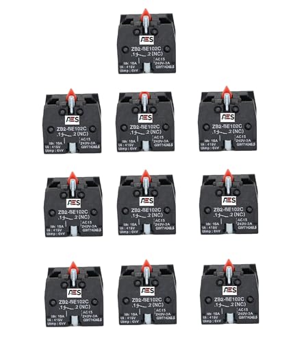 Image of AES XAC Series Push Button Switch Contact Block - ZB2-BE102C (NC) | 10A 600V Auxiliary Contact Block for Industrial Machines, Automation & Control Panels | Screw Clamp Terminal | Pack of 10