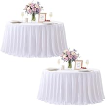 2 Pack White Round Tablecloths 60in White Round Table Cloth for Wedding Birthday Party Bridal Shower Reusable Washable Polyester Circle Table Cover for Kitchen Dining Buffet Cake Banquet Decorations