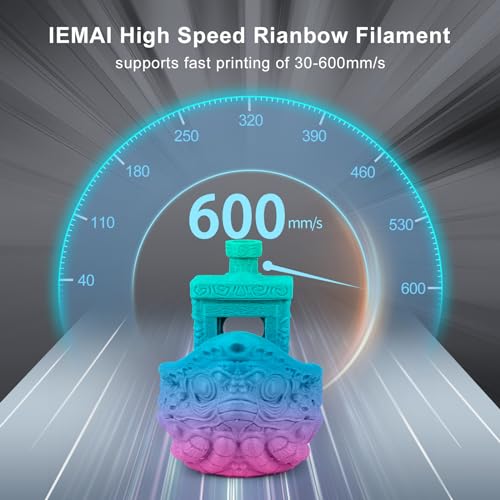 Image of IEMAI Rainbow PLA Filament 1.75mm 1kg, Fast Color Change Multicolor 3D Printer Filament Up to 600mm /s Printing, Toughness & Neatly Wound for DIY, Artistic & Home Decor