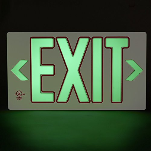 Ul Listed 50 Foot Jessup Glo Brite 7132-B Exit Sign Double Sided With Frame, White With Red Outline, 8.75-Inch X 15.5-Inch (Mounts 4 Ways, Includes Bracket And Arrows) #TOP1