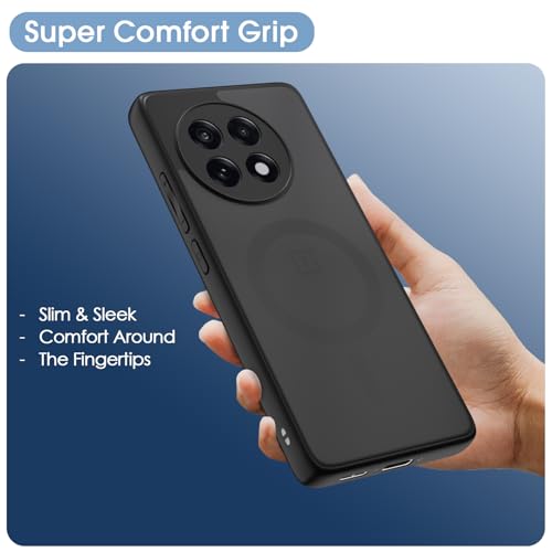 Image of Amazon Basics Back Cover for OnePlus 13R 5G Compatible with Mag-Safe Smoke Back | Shockproof Design | Hard Transparent Back Case (Black Smoke Mag-Safe)