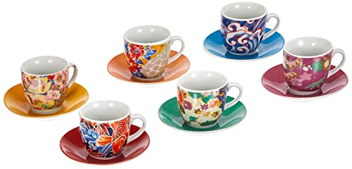 Excelsa Kimono Espressotassen mit Untertassen, Porzellan, mehrfarbig,...