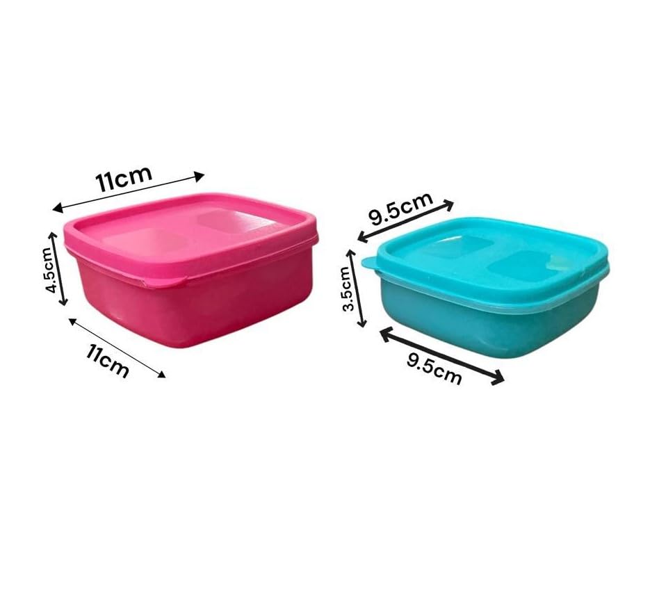 Image of C.S.M CSM Food Storage Containers, Square, Set of 16 (330ml x 8, 200ml x 8), Air Tight, BPA Free, Stackable, Multicolour