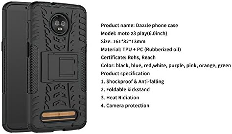 Miniatura 6 de Yiakeng Funda para Moto Z3, Moto Z3 Play, doble capa protectora delgada a prueba de golpes con función atril para Motorola Moto Z3 (negro)