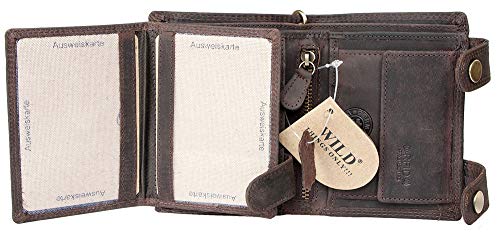 FLW Brown RFID Genuine Leather Wallet with Two Buckles and Metal Chain4