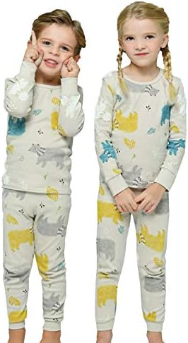 Torybam Cotton Thermal Underwear Pajamas Set for Kids Little Boys Girls Toddler Bear 2 Years - XS
