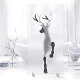 【Fensterfolie Sichtschutz motiv】: Fensterfolie mit 3D Hirsch und Pferd Muster bietet nicht nur Sichtschutz, sondern auch schmückt riesig Ihr Bad, Büro und anderen Lebensraum (Privacy Level: ★★★★☆ )