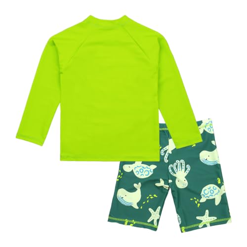 Image of Boys Two Piece Rash Guard Swimsuits Kids Long Sleeve Sunsuit Swimwear Sets