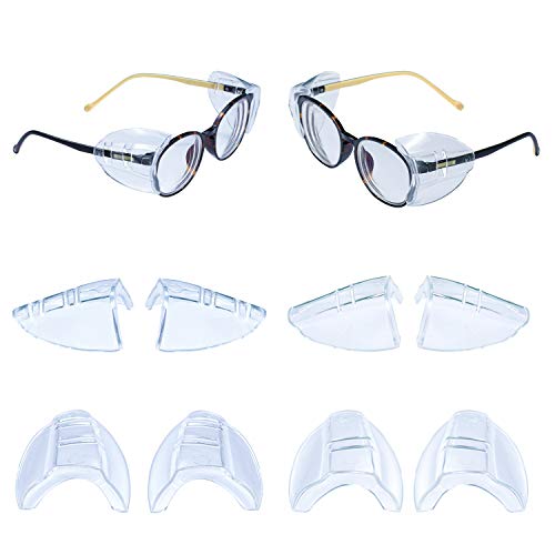 Yunqing 4 Pairs Safety Glasses Side Shields, Slip on Clear Side Shields, Flexible Safety Glasses with Side for Eye Protection, Fits Small Medium and Large Eyeglasses Frames Yunqing 4 Pairs Safety Glasses Side Shields, Slip on Clear Side Shields, Flexible Safety Glasses with Side for Eye Protection, Fits Small Medium and Large Eyeglasses Frames