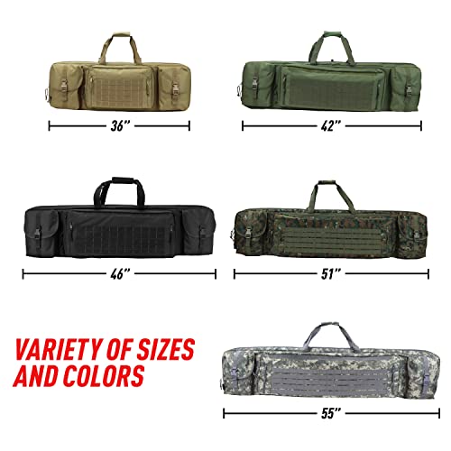 Osage River Double Rifle Bag Tactical Long Rifle And Pistol Bag, Soft Rifle Backpack Gun Bag With Lockable Zippers And Padded Handles, Available Length In 36" 42" 46" 51" 55", -42", Acu Digital Camo #TOP6