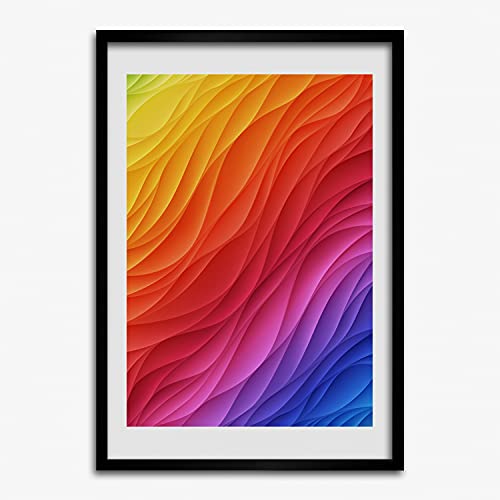 Cadre MDF 50x70 cm Tulup avec affiche de vagues colorées pour décoration murale