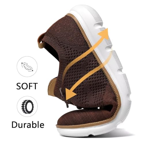 Image of KEEZMZ Mens Casual Dress Sneakers Fashion Mesh Oxfords Business Walking Work Shoes Comfortable Lightweight Breathable Soft Sole Brown, 7