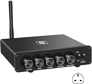 HF220 Bluetoothcompatible5.1 Amplifier DualInputs Adjustable Bass Frequencies 2.1Channel Output (50Wx2+100W) Adjustable Bass Frequencies