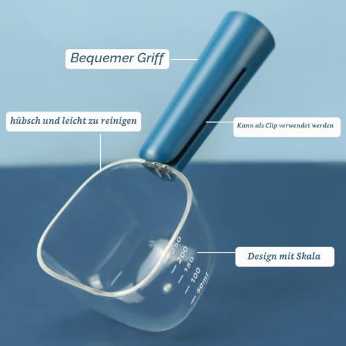 EQLEF Pet Food Scoop Messschaufel mit Clip für 120 g Trockenfutter, Paw Pet Dosenfutter Schaufel Messbecher Hundefutter Trocken Scoop Cat Feed Scoop Küchenschaufel mit Skala 250 ml