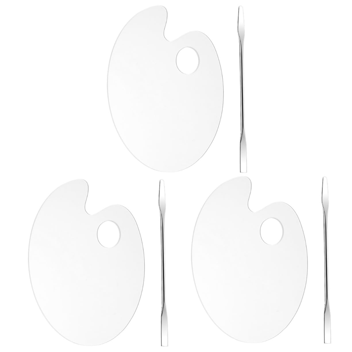 HOMSFOU 3 Sets Cosmetic Mixing Palette Acrylic Makeup Mixing Plate with Spatula