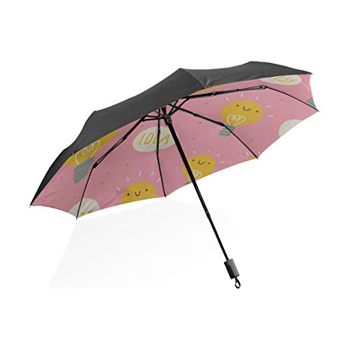Preisvergleich Produktbild Regenschirm Jugend Kunst Cartoon Glänzende Glühbirne Licht Tragbare Kompakte Taschenschirm Anti Uv Schutz Winddicht Outdoor Reise Frauen Regenschirm Invertiert Große