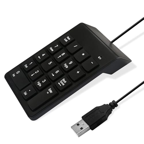 Image of NEXSA 18 Key USB 2.0 Wired Numeric Keypad Slim Mini Numpad Laptop Laptop | Features eighteen low profile responsive keys arranged in an ergonomic tilted layout for swift accounting tasks.