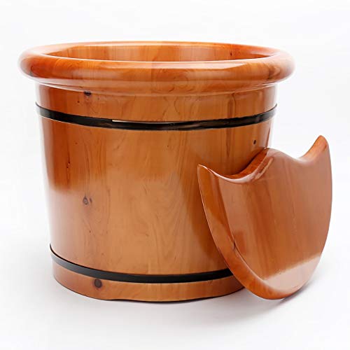 Spa de pies de madera Katzowen con tapa, barril de cedro miniatura 3