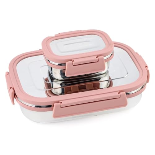 Image of Stainless Steel Leak Proof Airtight Lunch Box Set 2 Pieces (900 ML + 200 ML) | Durable Tiffin for Office, School & Travel | Double Wall Insulated Food Storage Containers