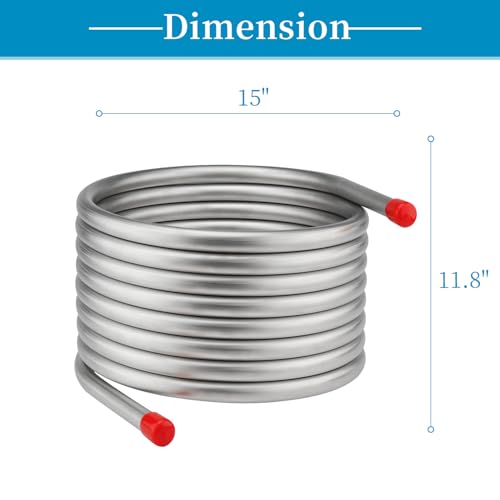 Vigorous Wort Chiller, 3/4" x 25 Ft Food Grade 304 Stainless Steel Coil, Water Chiller for Ice Bath Beer Brewing Tubing Coil, Stainless Steel Immersion Chiller - Thumbnail 3
