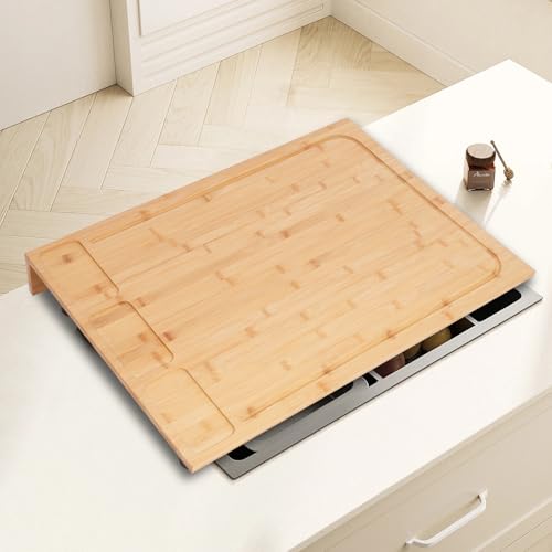 HarBin-Star - Piastra di copertura per fornello, tagliere, coperchio in legno, 75 × 54 × 10 cm