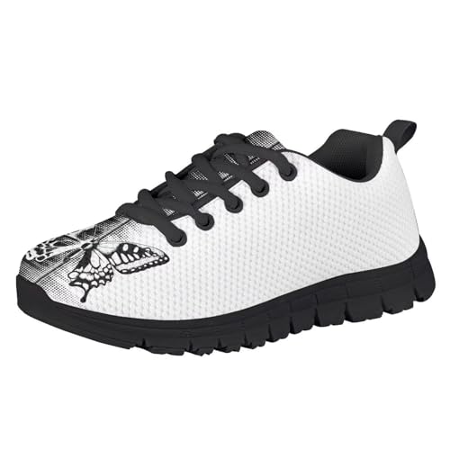 Kids Sneakers Lightweight Breathable Cow Print Running Shoes Teen Girls Lace-up Mesh Tennis Sneaker for School Gym Wear