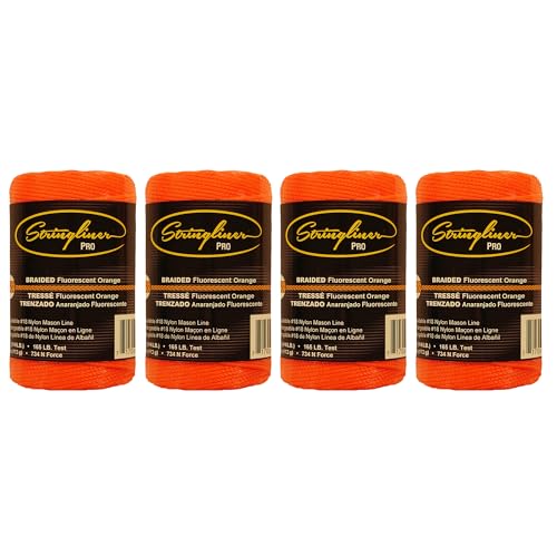 35159 Mason’s Line Replacement Rolls – 1/4 Lb. #18 Construction Replacement Roll Braided Orange 250'. (4 Pack) miniatura 1