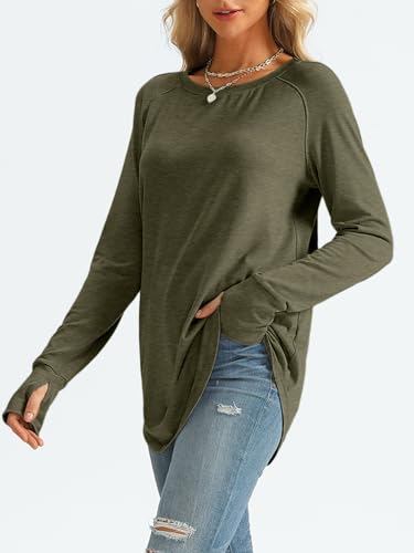 Image of AUTOMET Womens Long Sleeve Tunic Tops Crew Neck Casual Loose Fit Shirts