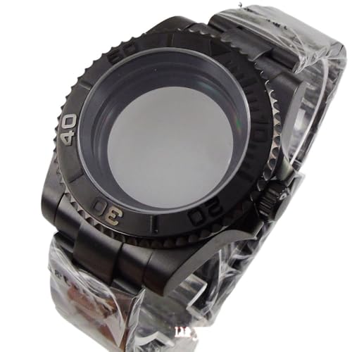MEUIXT PVD Black 40mm Watch Case Compatible With NH34 NH35 NH36 NH70 NH72 Jubilee Steel Bracelet Sapphire Crystal(Oyster-D)