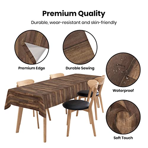 Fjogymlea Tablecloth Polyester Fabric 60X120 Rectangle Brown Wood Plank Tablecloths Washable Wrinkle Resistant Dining Outdoor Table Cloth For Kitchen Party Home Decor #TOP2
