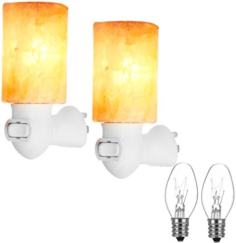 Himalayan Salt Lamp Hisoo Natural Crystal Salt Rock Lamp Wall Night Light for Air Purifying Bedroom Office Decoration Lighting (2pack)