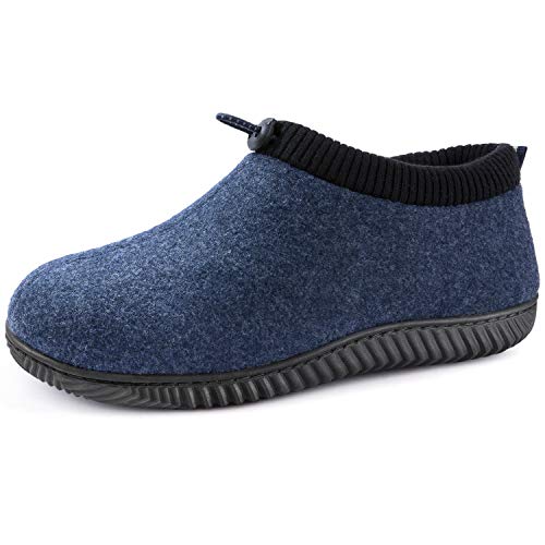 ULTRAIDEAS Men's Cozy Memory Foam Woolen Slippers with Elasticated Collar, Warm Closed Back