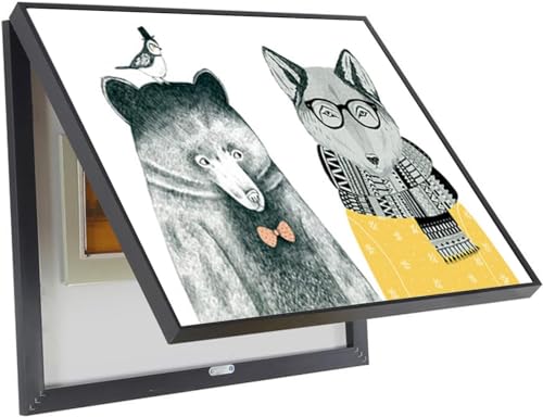 Couvercle décoratif rabattable pour masquer une boîte de distribution de compteur 50x40