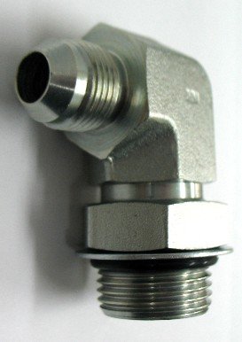 AF C5515-06-10 - 3/8 Male JIC (9/16''-18 Threads) x 5/8 Male O-Ring Boss (7/8''-14 Threads) - 90° Straight Thread Elbow