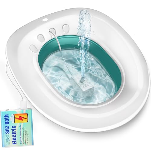 FRECHMOON Electric Sitz Bath for Toilet Seat, Hemorrhoids and Postpartum Care - Yoni Steam Seat - Perineal Soaking, Collapsible, Wide Seat, Deeper Bowl - Use w/Sitz Bath Salt - Forest Green