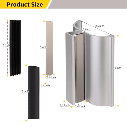 3 Shower Door Handle with Magnet - Fits Various Glass Door Thicknesses