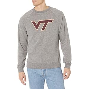 Blue 84 Men’s Virginia Tech Hokies Tri-Blend Crewneck Sweatshirt Vintage Icon Heather Grey, Grey, Medium