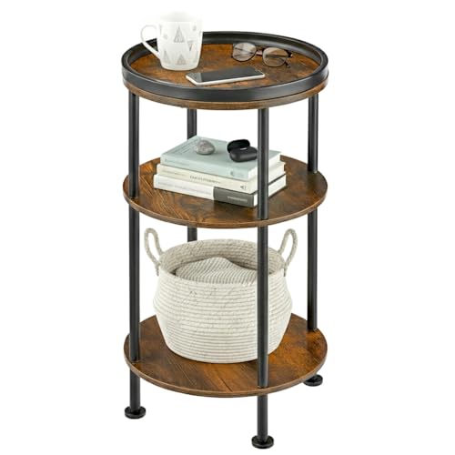 Small Round Side Table with Tray Top (Patented Design), 11.8"