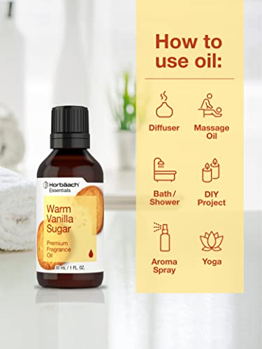 Warm Vanilla Sugar Fragrance Oil | 1 Fl Oz (30 mL) | Premium Grade | for Diffusers, Candle and Soap Making, DIY Projects & More | by Horbaach