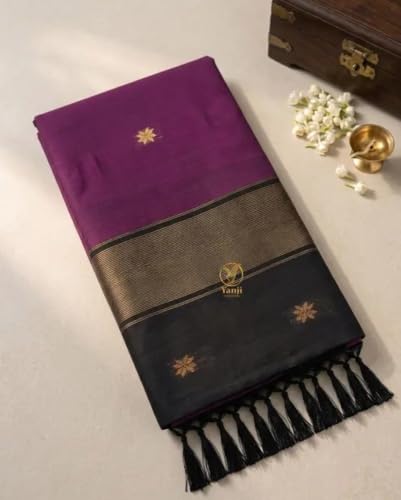 Generic purple handloom silk saree – image 2
