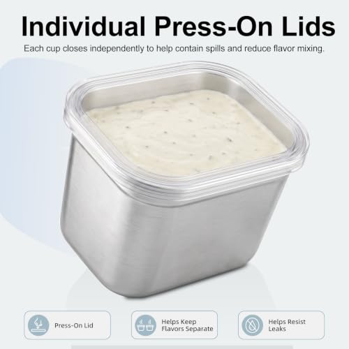Helecors Stainless Steel Snackle Box with Ice Pack & Insulated Bag, 8 Removable Cups with Lids, Dishwasher Safe Snackle Box Container for Kids Sports, Road Trips, Beach Days & Picnics by Helecors - Used condition - Image 3