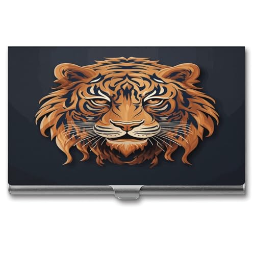 ANHSDOF New Year Tiger Logo Design Business Card Holder Slim, Business Card Case for Men & Women ,RFID Blocking Name Card Holder Carry-on Pocket for Business Meeting Use