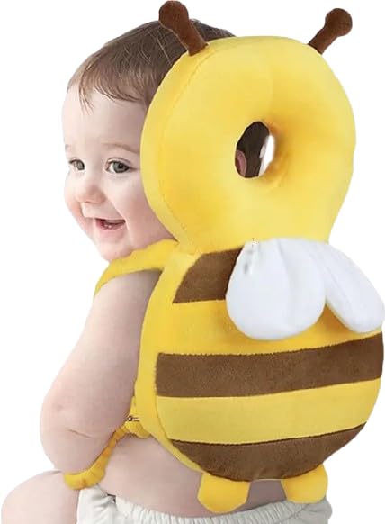 PBRJ Baby Head Protector Cushion with Adjustable Straps, Bee-Shaped Plush Soft Baby Safety Helmet for Crawling & Walking, Lightweight Back Protection for Toddlers (Yellow)-image-3